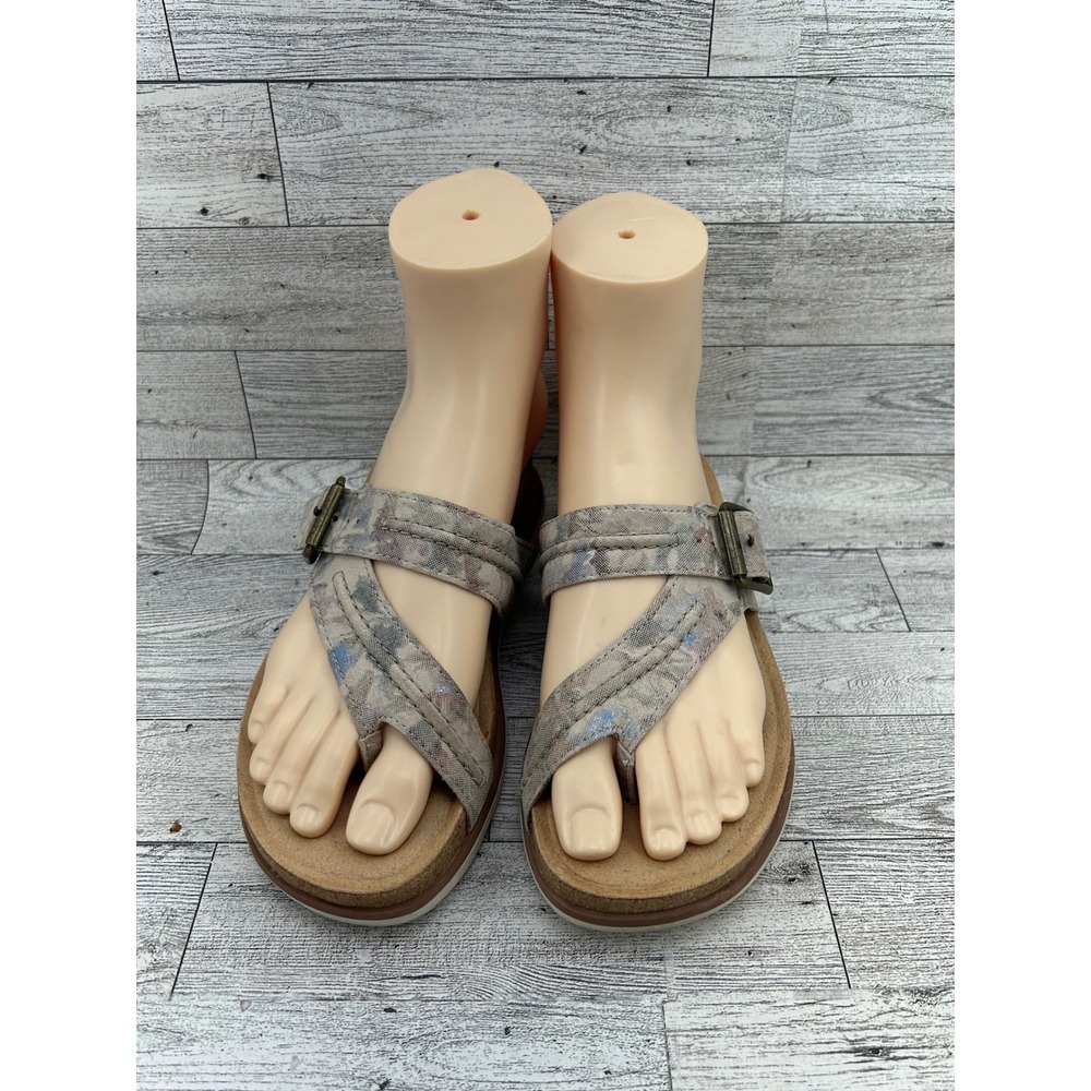 Clarks Collection Mira Tide Women Sz 6M Taupe Floral Slide Sandals 261662364035